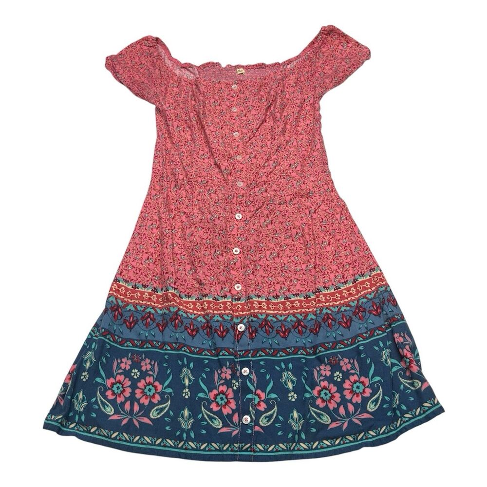 Hollister Off-Shoulder Pink Floral Mini dress Babydoll
